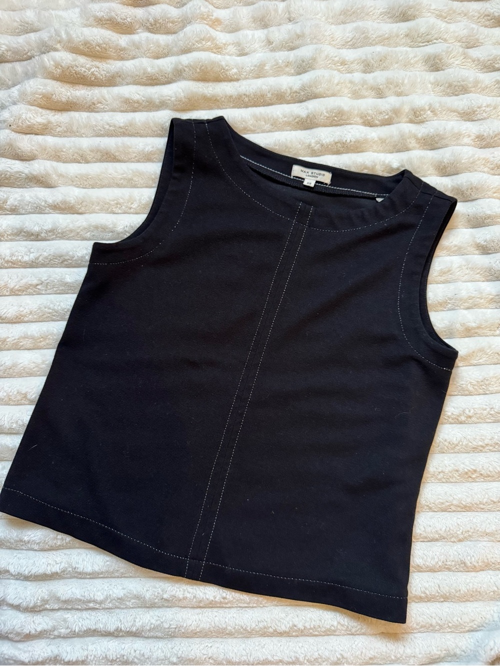 Max Studio Black Tank with Contrast Stitching
